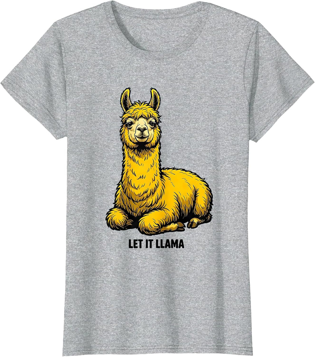Women's Let It Llama Funny Llama Alpaca Novelty Humor Casual Wear T-Shirt - Heather Grey