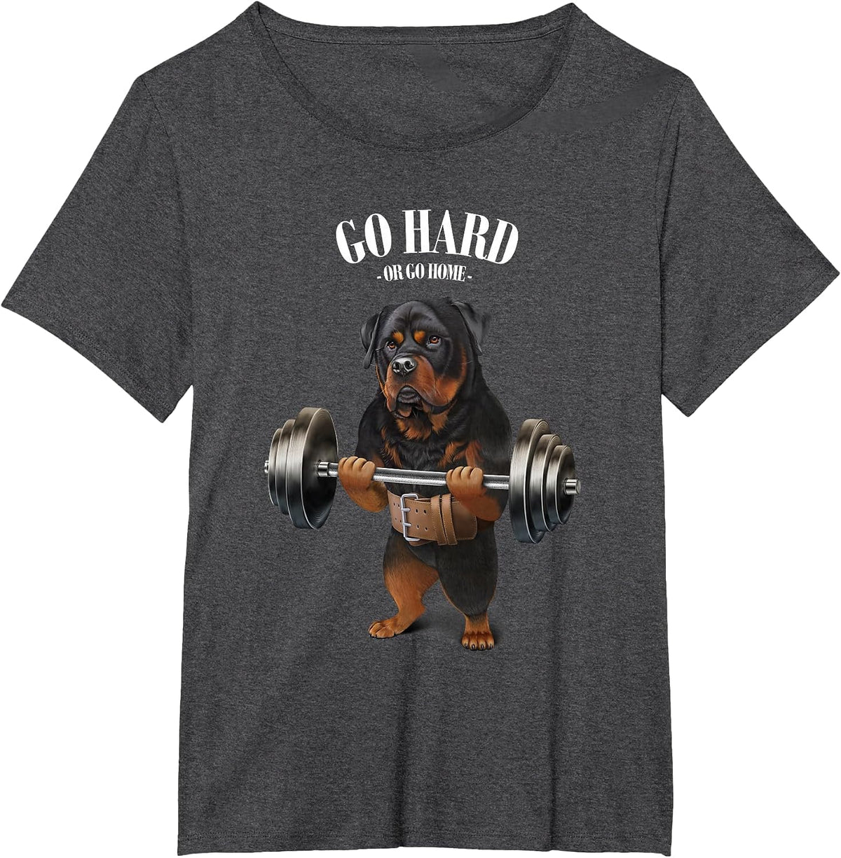 Rottweiler Weightlifting Gym Dog Bodybuilder Fitness Design T-Shirt - Dark Heather Grey