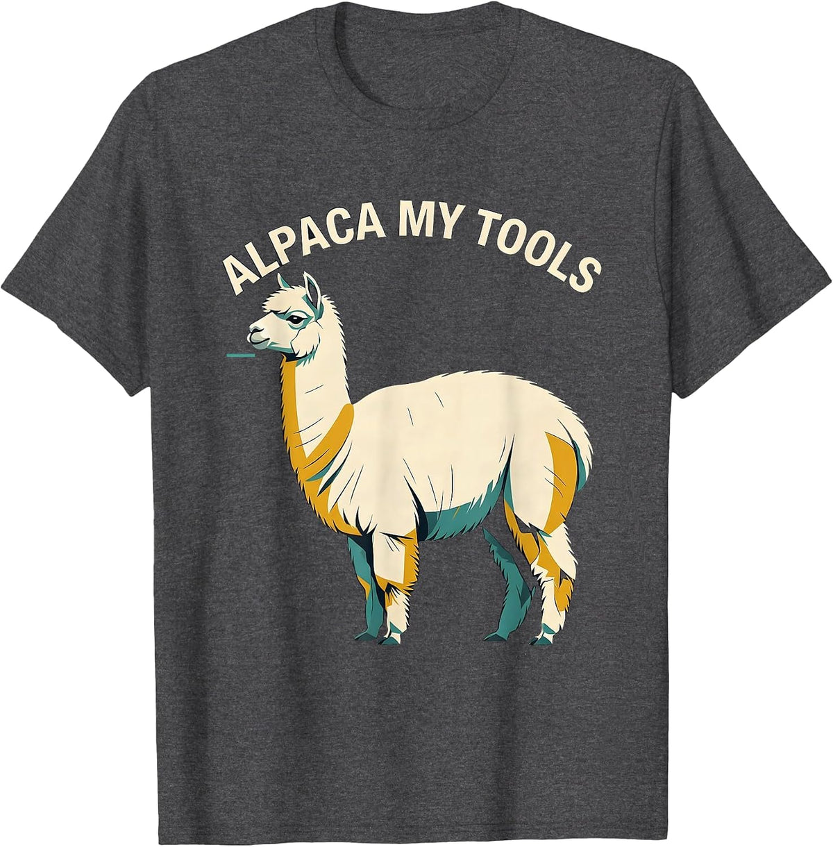 Men's Alpaca My Tools Midcentury Modern Funny Alpaca Lover Gift T-Shirt - Dark Heather Grey