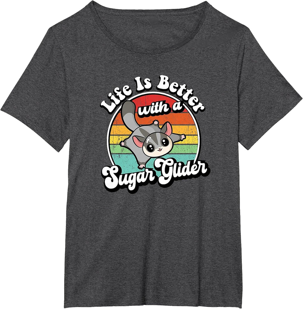Cute Girls Retro Vintage Life is Better Sugar Glider Lover T-Shirt - Dark Heather Grey