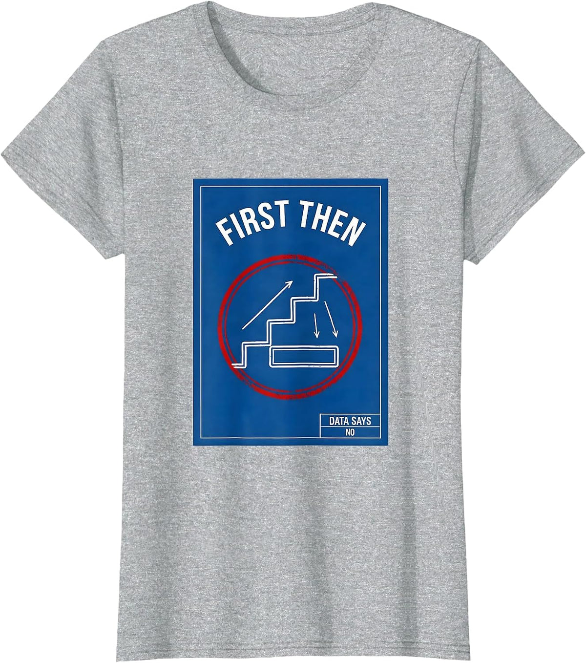 First Then Data Says No Funny Special Education Teacher SPED T-Shirt - Heather Grey