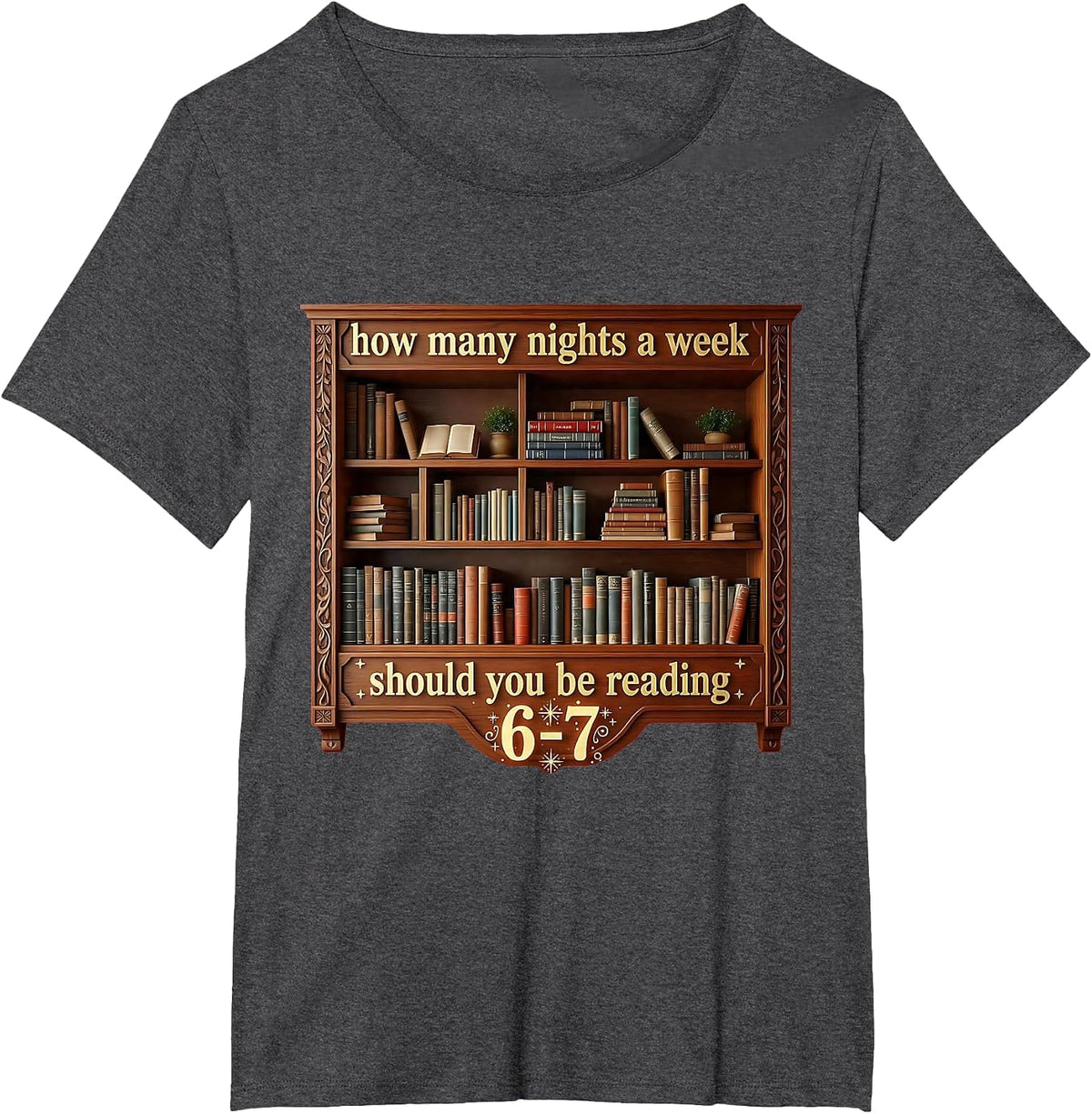How Many Nights A Week Should You Be Reading 6 7 Meme T-Shirt - Dark Heather Grey