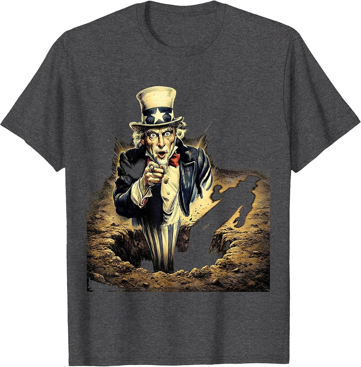Funny Groundhog Sees Its Shadow Illustration T-Shirt - Dark Heather Grey