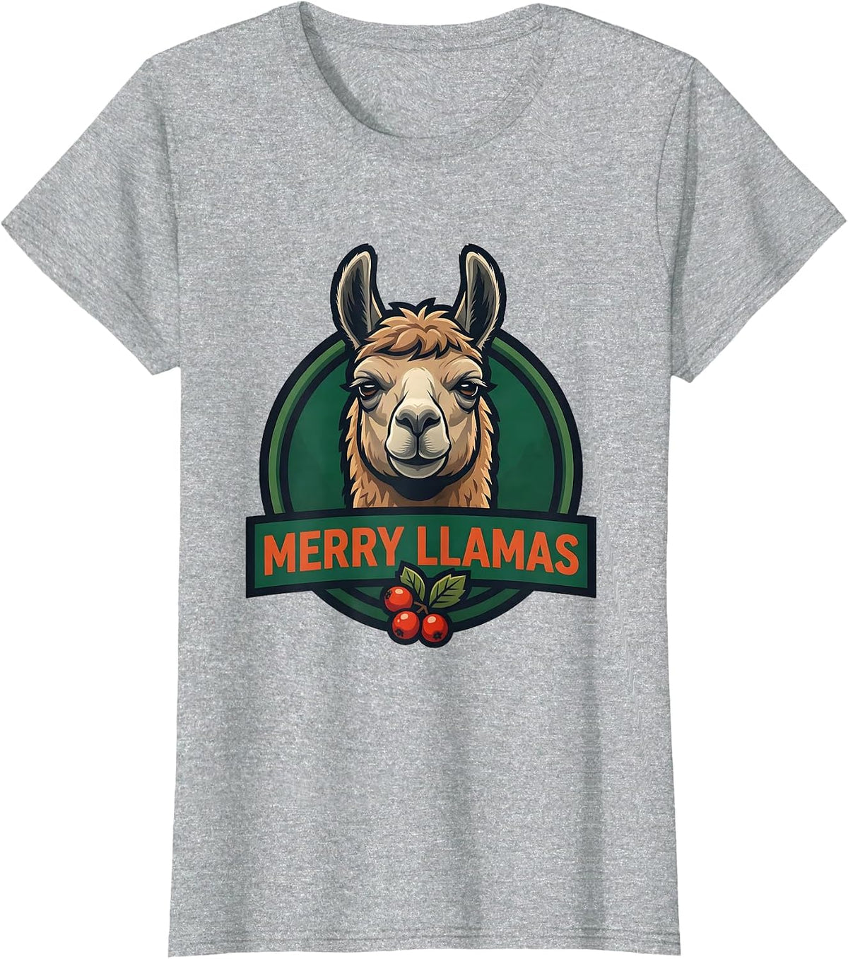 Merry Llamas Funny Llama Alpaca Novelty Humor Gift T-Shirt - Heather Grey