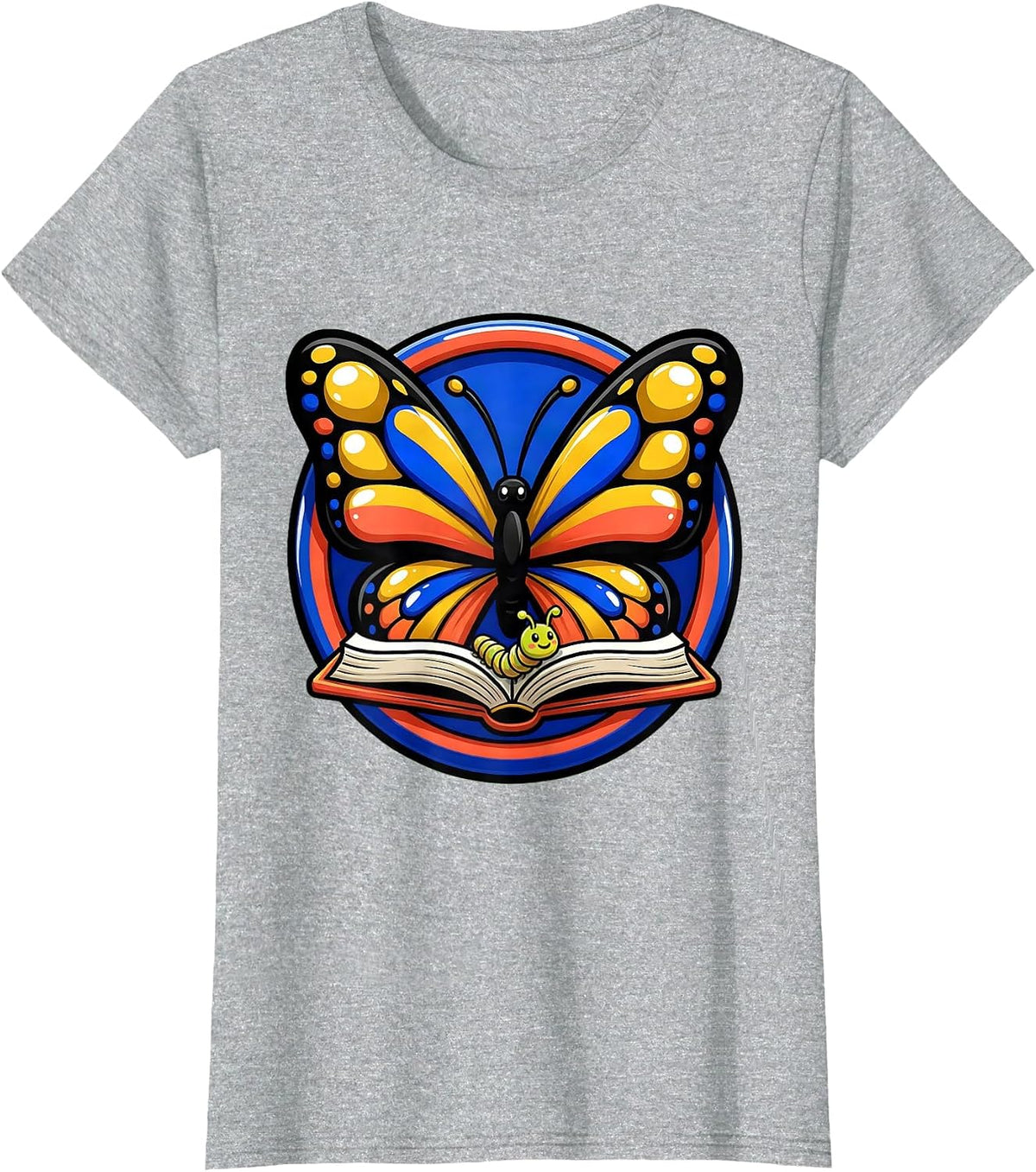 Special Education Open Book Butterfly Wings Design T-Shirt - Heather Grey