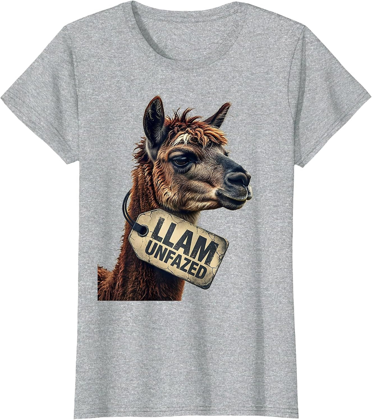 Llam Unfazed Distressed Funny Llama Alpaca Humor Gift T-Shirt - Heather Grey