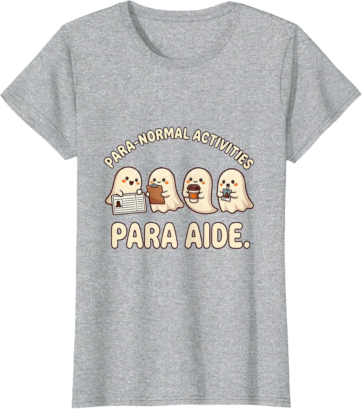 Para-Normal Activities Para Aide Cute Kawaii Ghost SpEd T-Shirt - Heather Grey