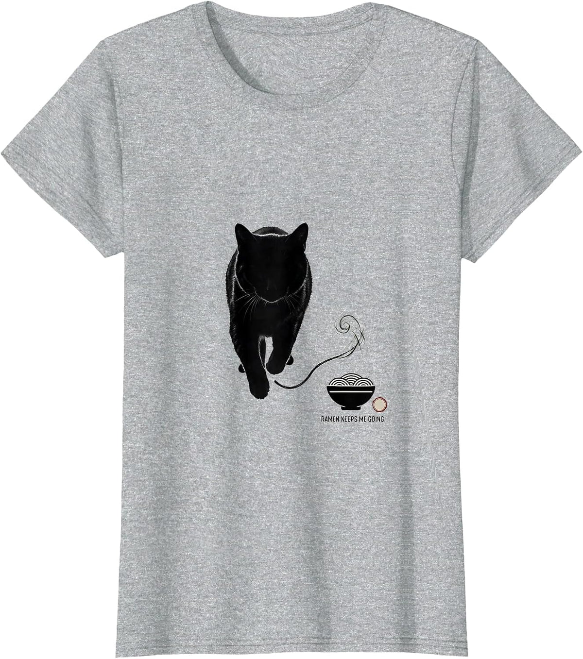 Ramen Keeps Me Going Minimalist Kawaii Cat Anime Gift T-Shirt - Heather Grey