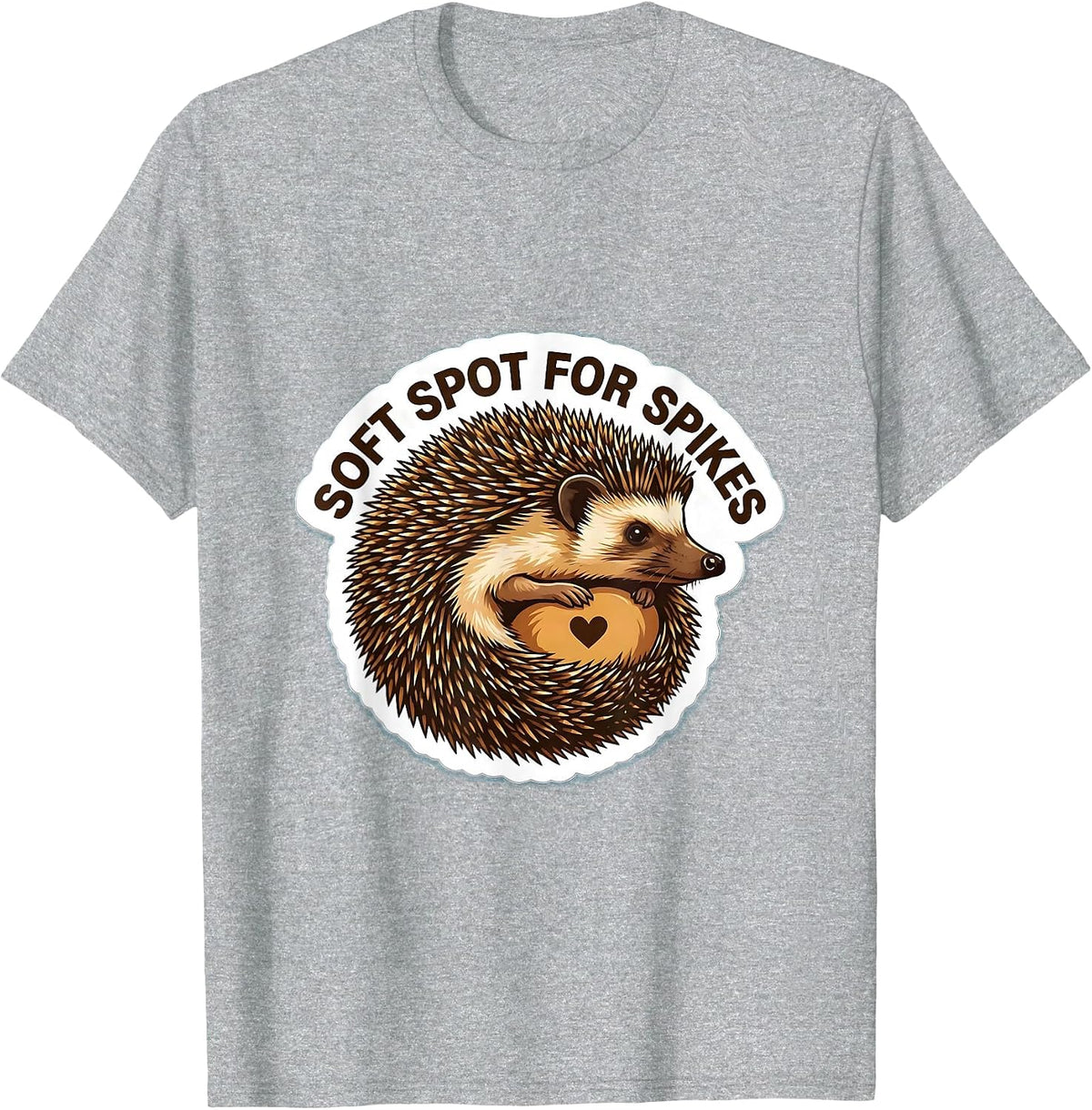 Men's Soft Spot For Spikes Cute Hedgehog Lover Animal Humor T-Shirt - Heather Grey