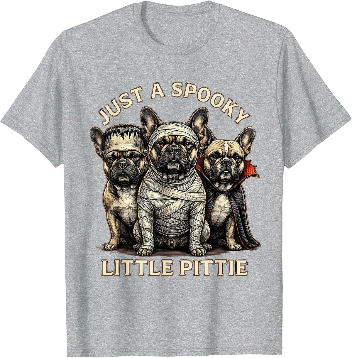 Men's Just A Spooky Little Pittie Funny Halloween Pitbull Dog T-Shirt - Heather Grey