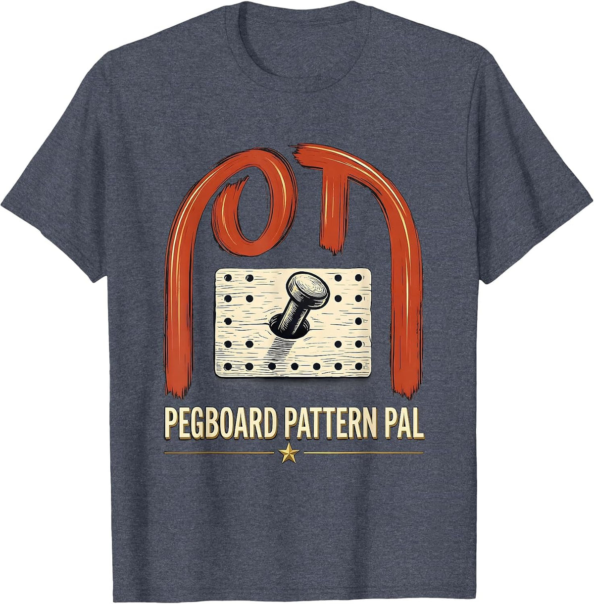 OT, Pegboard Pattern Pal Occupational Therapy Back to School T-Shirt - Heather Blue