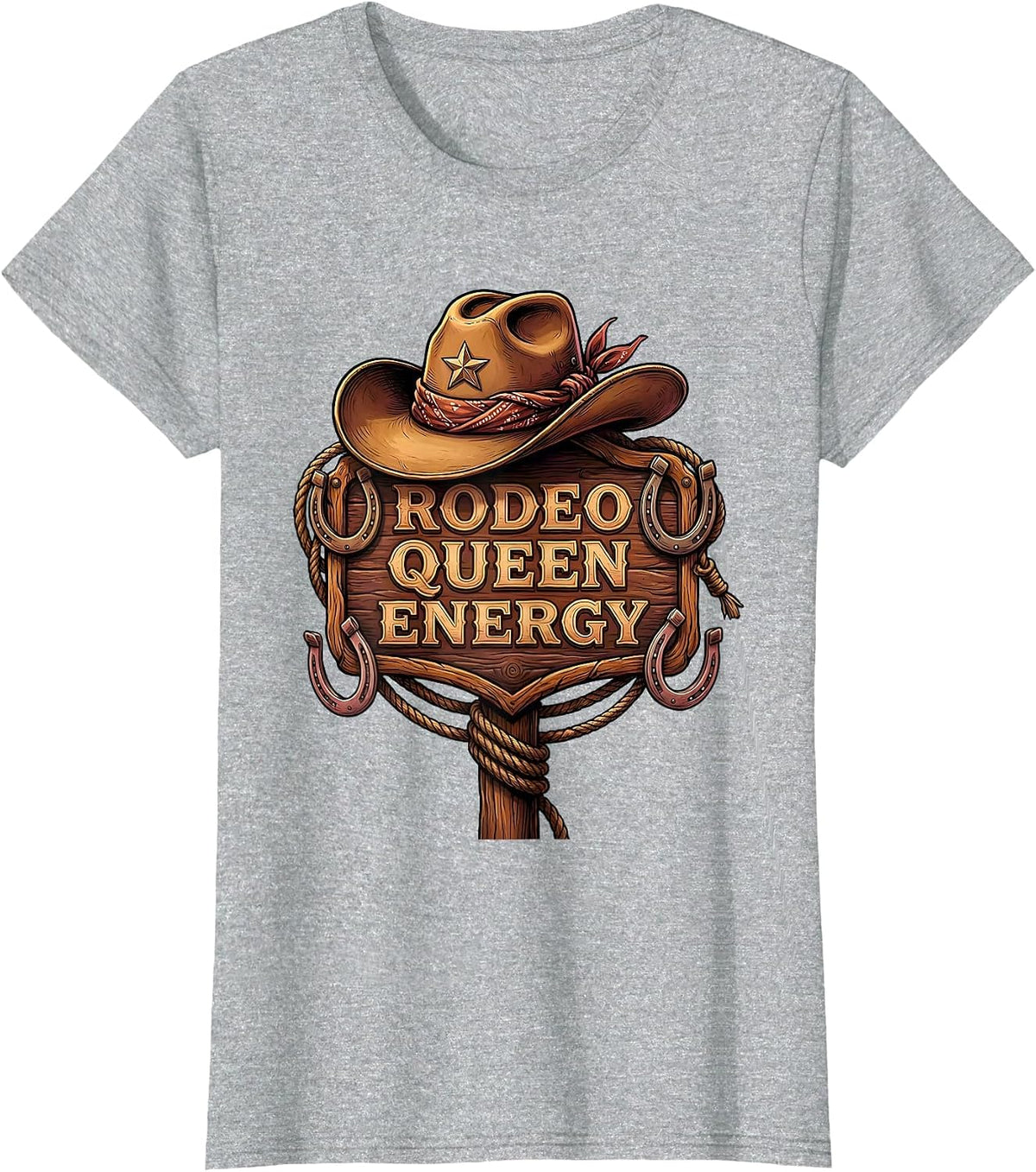 Women's Rodeo Queen Energy Cowgirl Design T-Shirt - Heather Grey