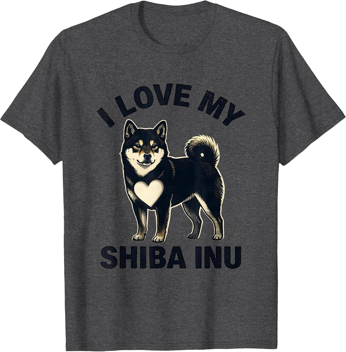 I Love My Shiba Inu Funny Kawaii Dog Lover Gift T-Shirt - Dark Heather Grey