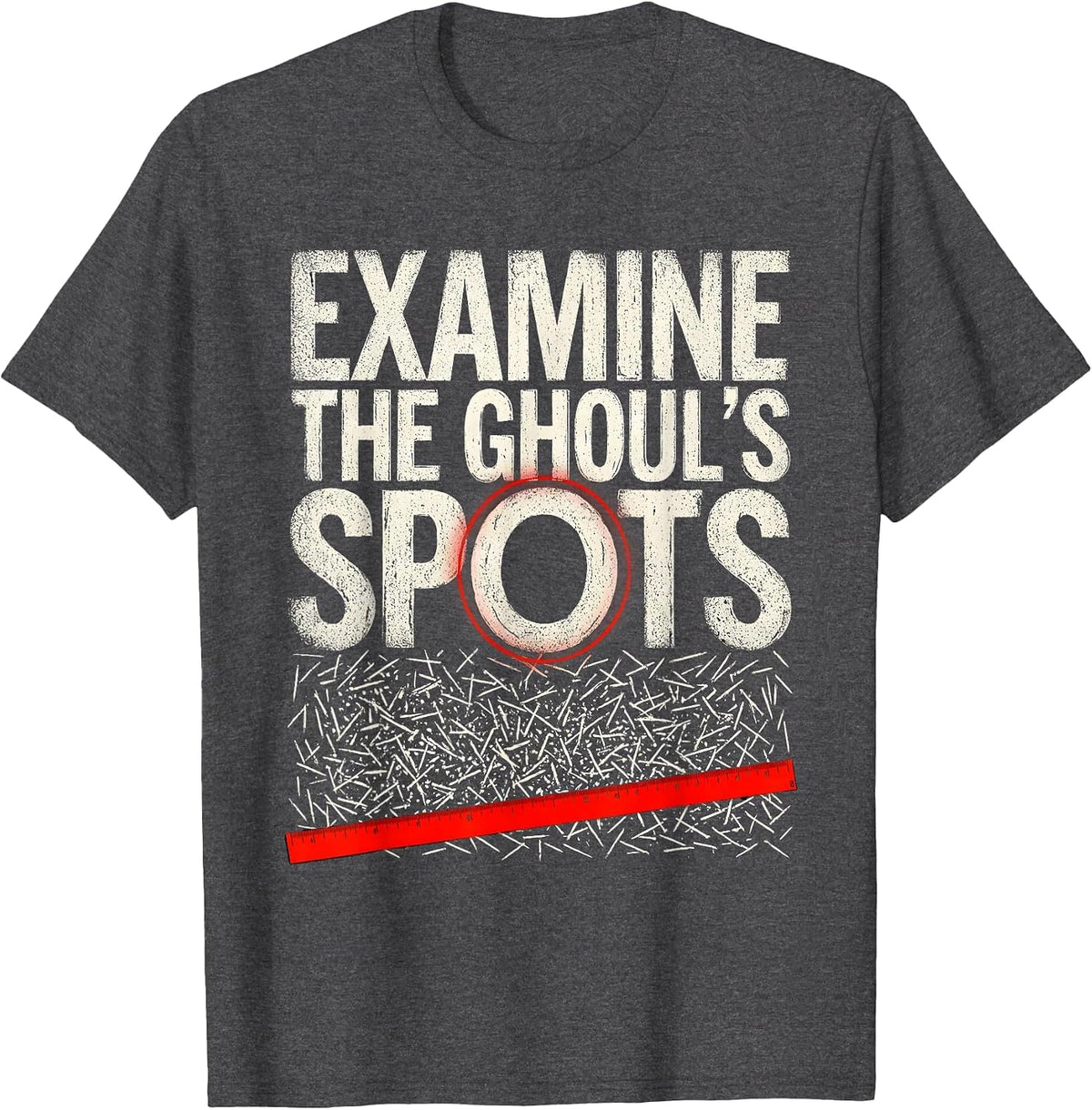 Men's Examine The Ghoul's Spots Funny Dermatology Halloween T-Shirt - Dark Heather Grey