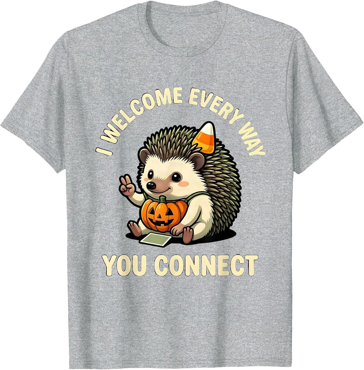 Men's I Welcome Every Way You Connect Cartoon Kawaii SLP Teacher T-Shirt - Heather Grey