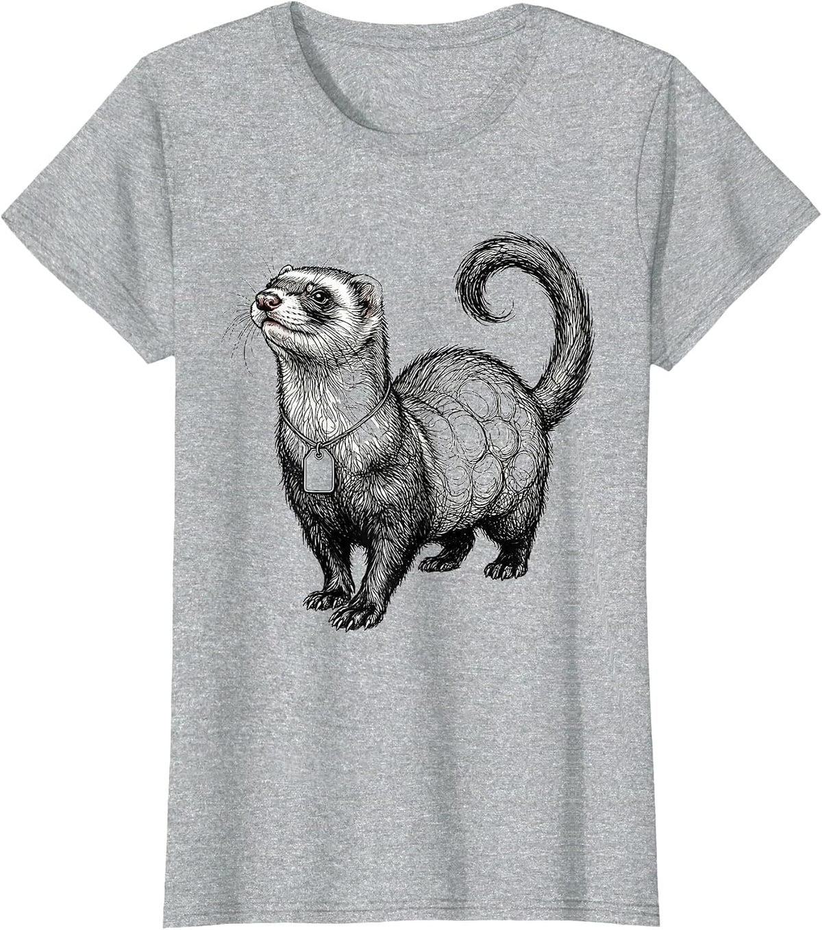 Women's Ferret Lumpy Line Art Funny Small Animal Lover T-Shirt - Heather Grey