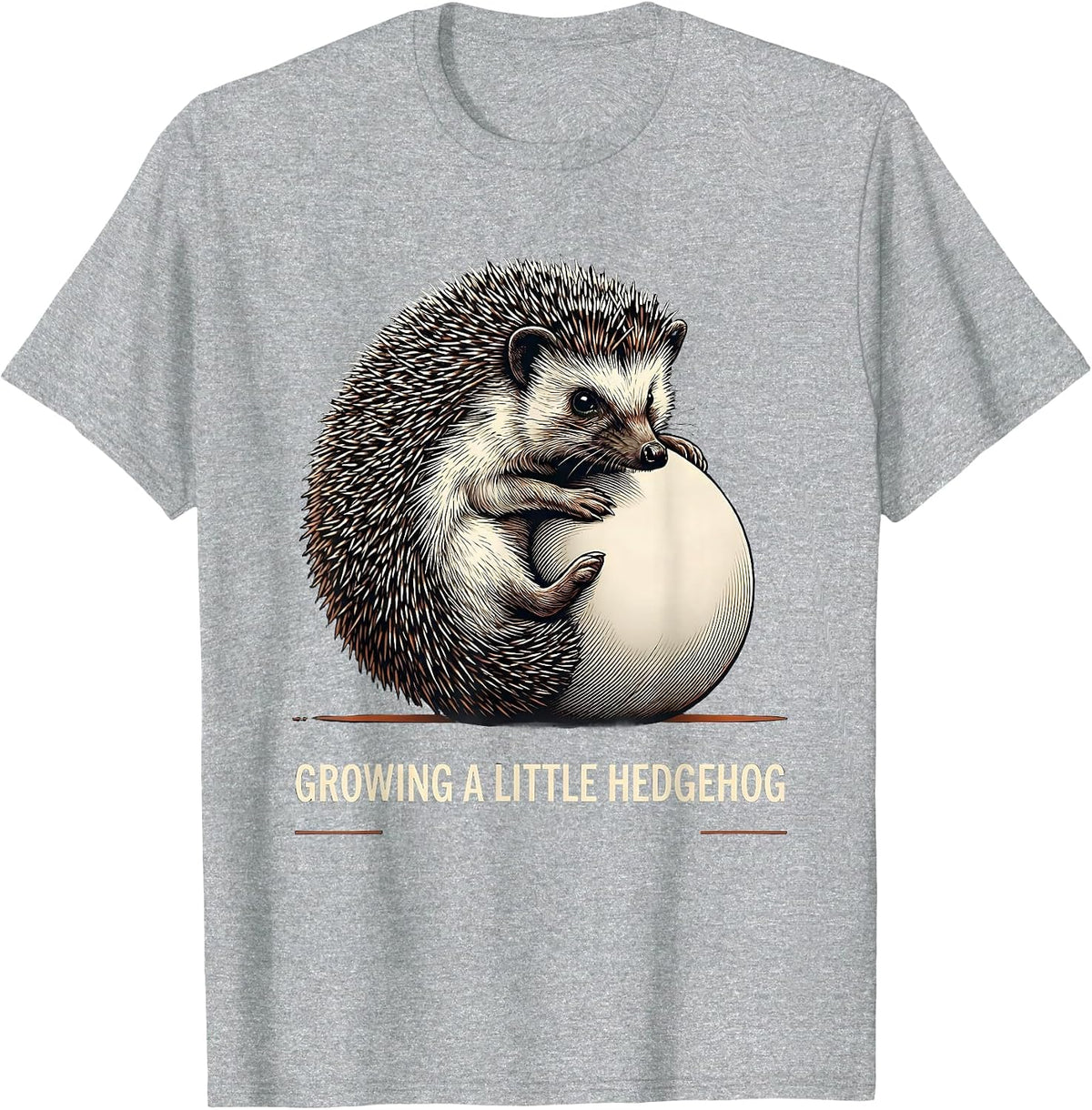 Men's Growing A Little Hedgehog Funny Pregnancy Announcement Mom T-Shirt - Heather Grey