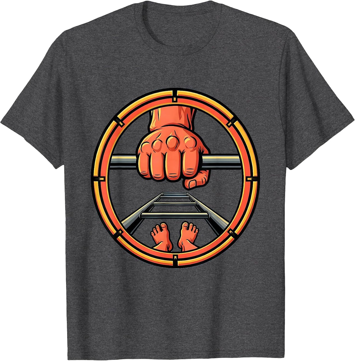 Men's Occupational Therapy Hand Grip Parallel Bar Design T-Shirt - Dark Heather Grey