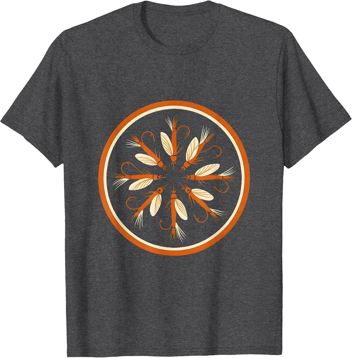 Men's Fishing Flies Pinned Cork Board Collection Art T-Shirt - Dark Heather Grey