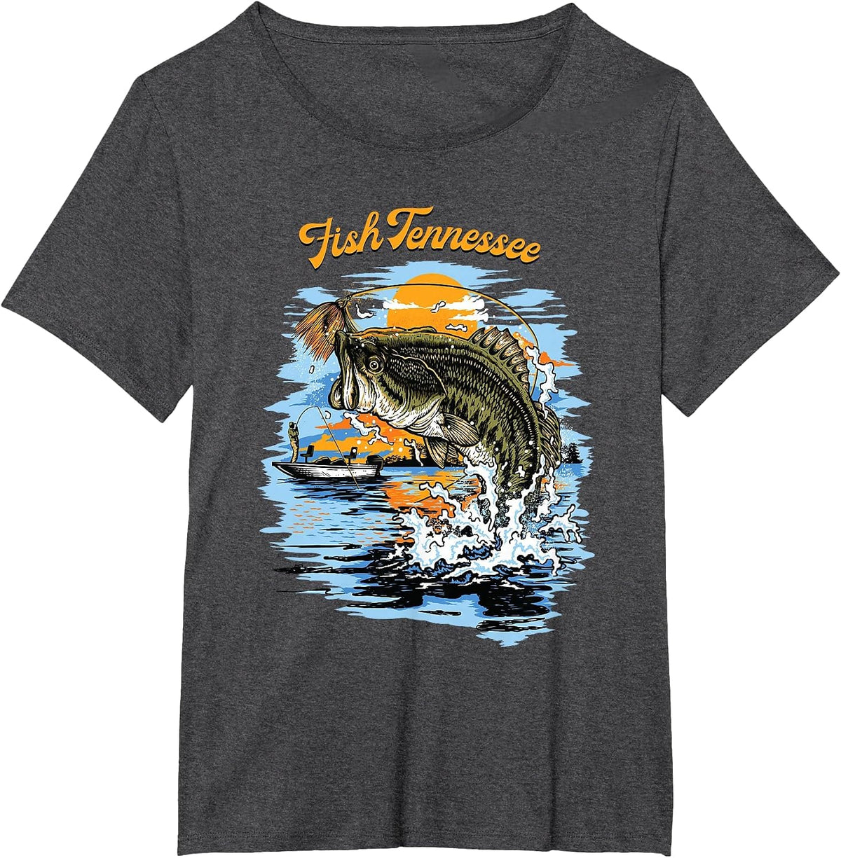 Largemouth Bass Fish Tennessee Fishing T-Shirt - Dark Heather Grey