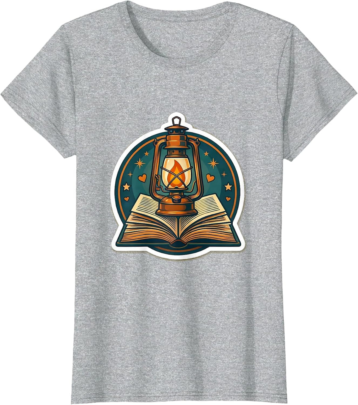 Kindness Teacher Lantern and Book Illustration T-Shirt - Heather Grey