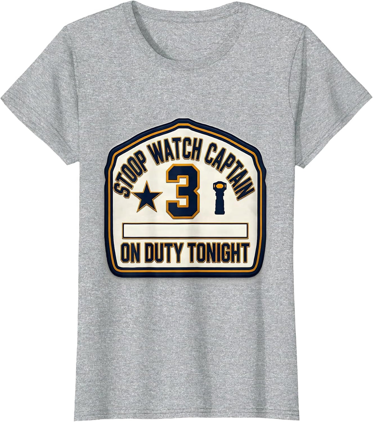 Stoop Watch Captain, On Duty Tonight Funny Halloween Police T-Shirt - Heather Grey