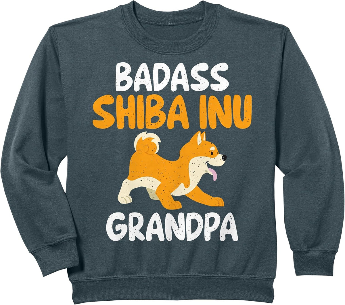 Badass Shiba Inu Grandpa Sweatshirt - Dark Heather Grey
