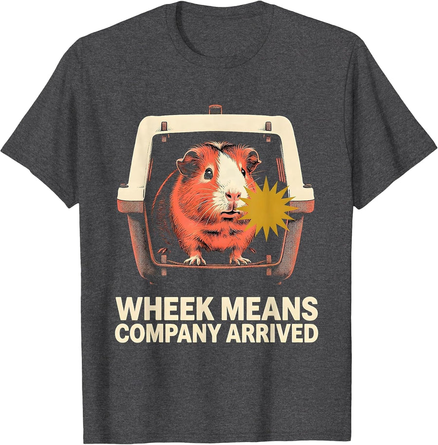 Men's Wheek Means Company Arrived Funny Guinea Pig Pet Lover Gift T-Shirt - Dark Heather Grey