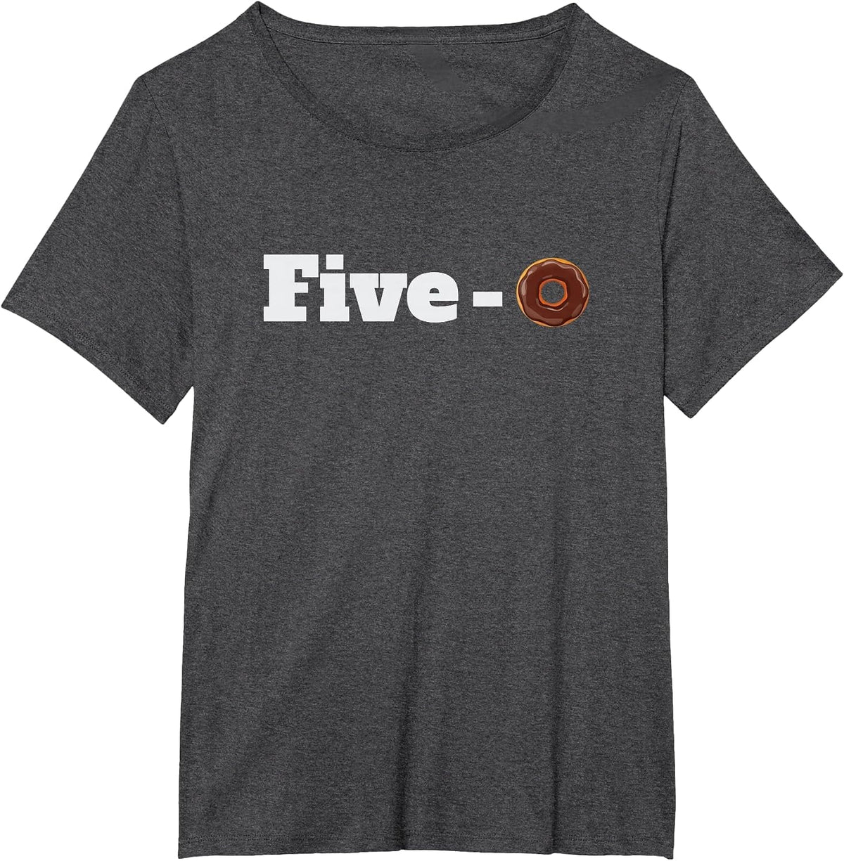 Funny Police Shirts for Men and Women Five O Donut Cop Tees T Shirts - Dark Heather Grey