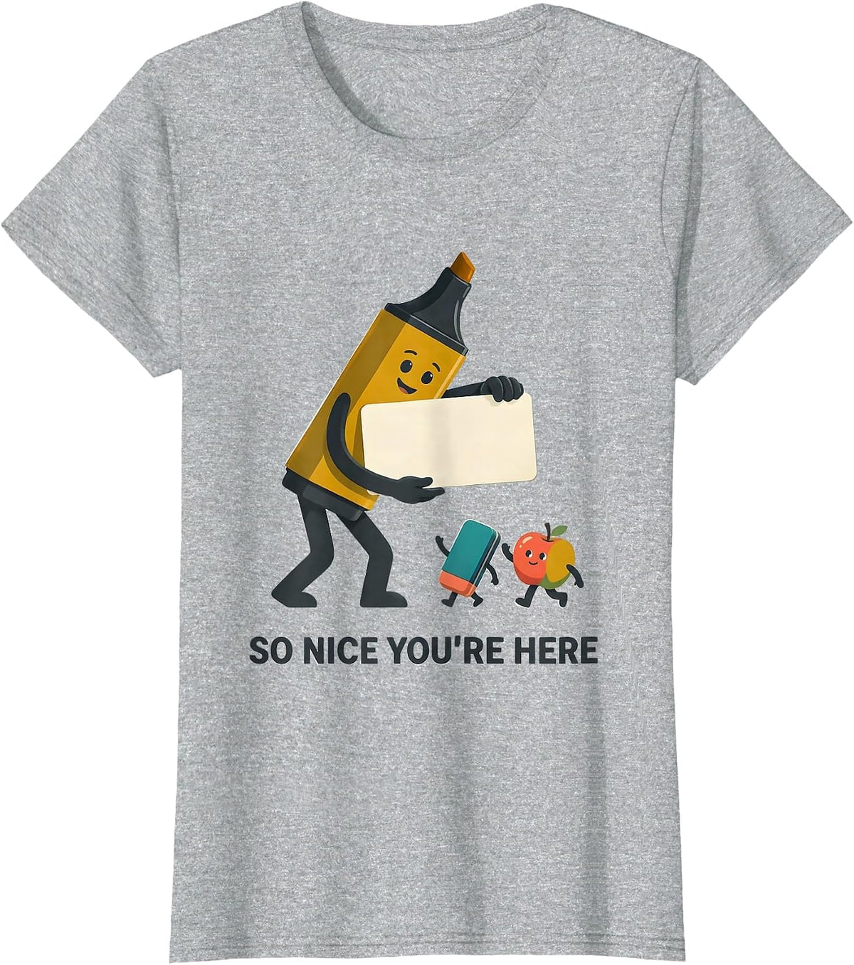 Women's So Nice You're Here Midcentury Modern Teacher Student Back T-Shirt - Heather Grey