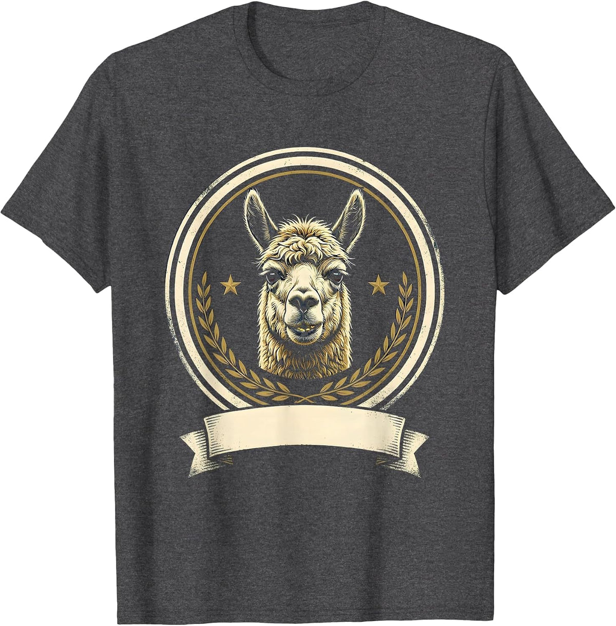 Men's Alpaca Emblem Funny Casual Humor T-Shirt - Dark Heather Grey