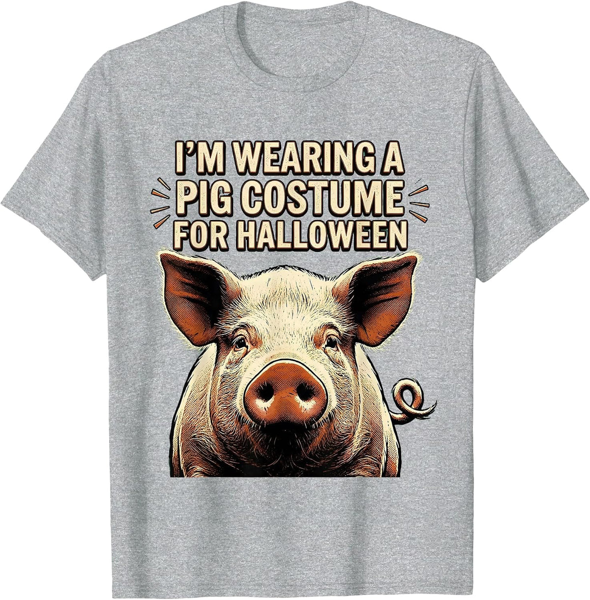 Men's I’m Wearing A Pig Costume For Halloween Vintage T-Shirt - Heather Grey
