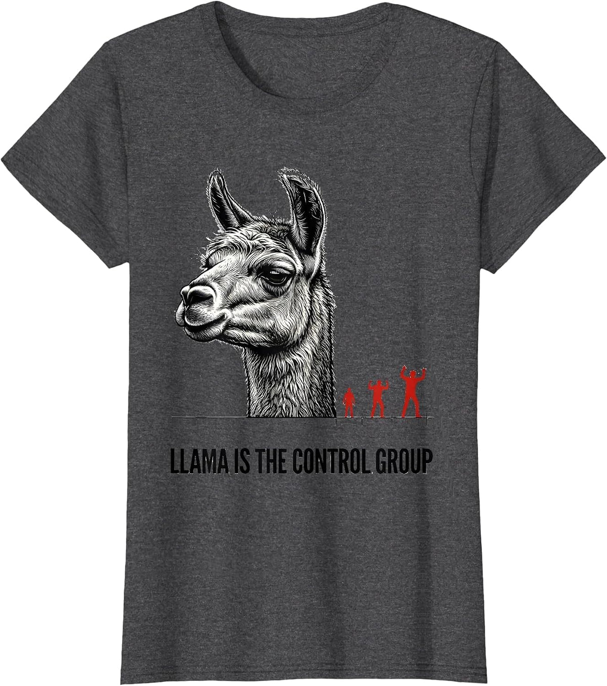 Women's Llama Is The Control Group Funny Llama Alpaca Lover Humor T-Shirt - Dark Heather Grey
