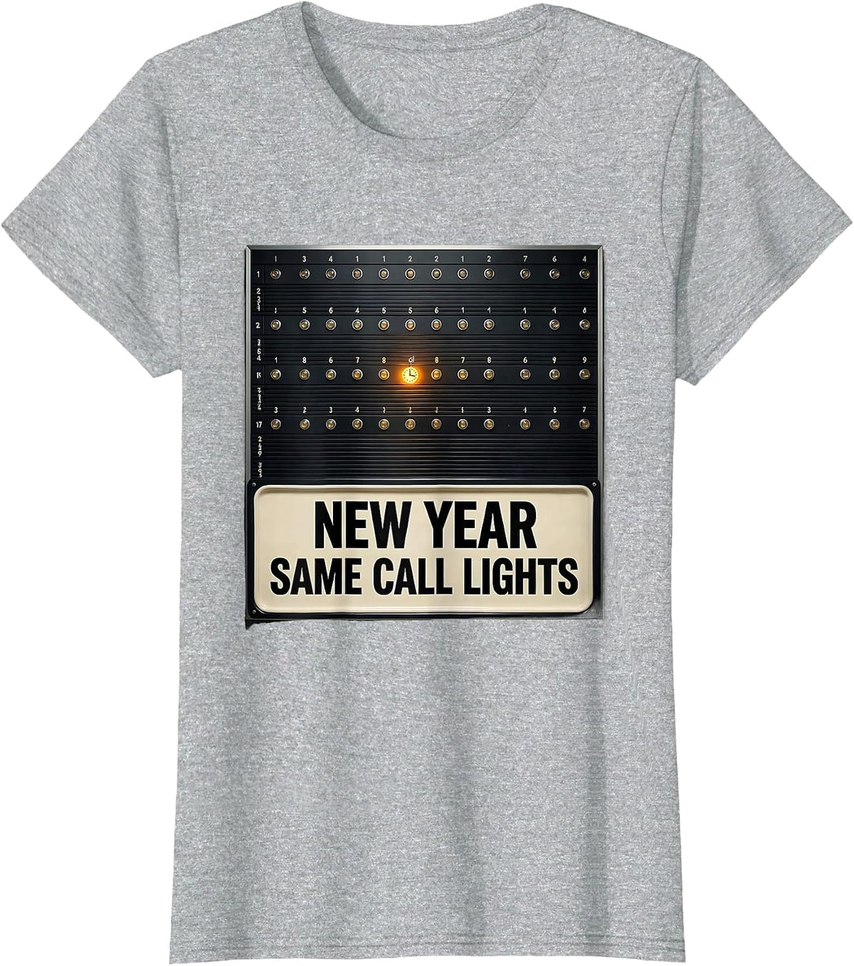 New Year, Same Call Lights Funny Nurse Crew New Year Eve T-Shirt - Heather Grey