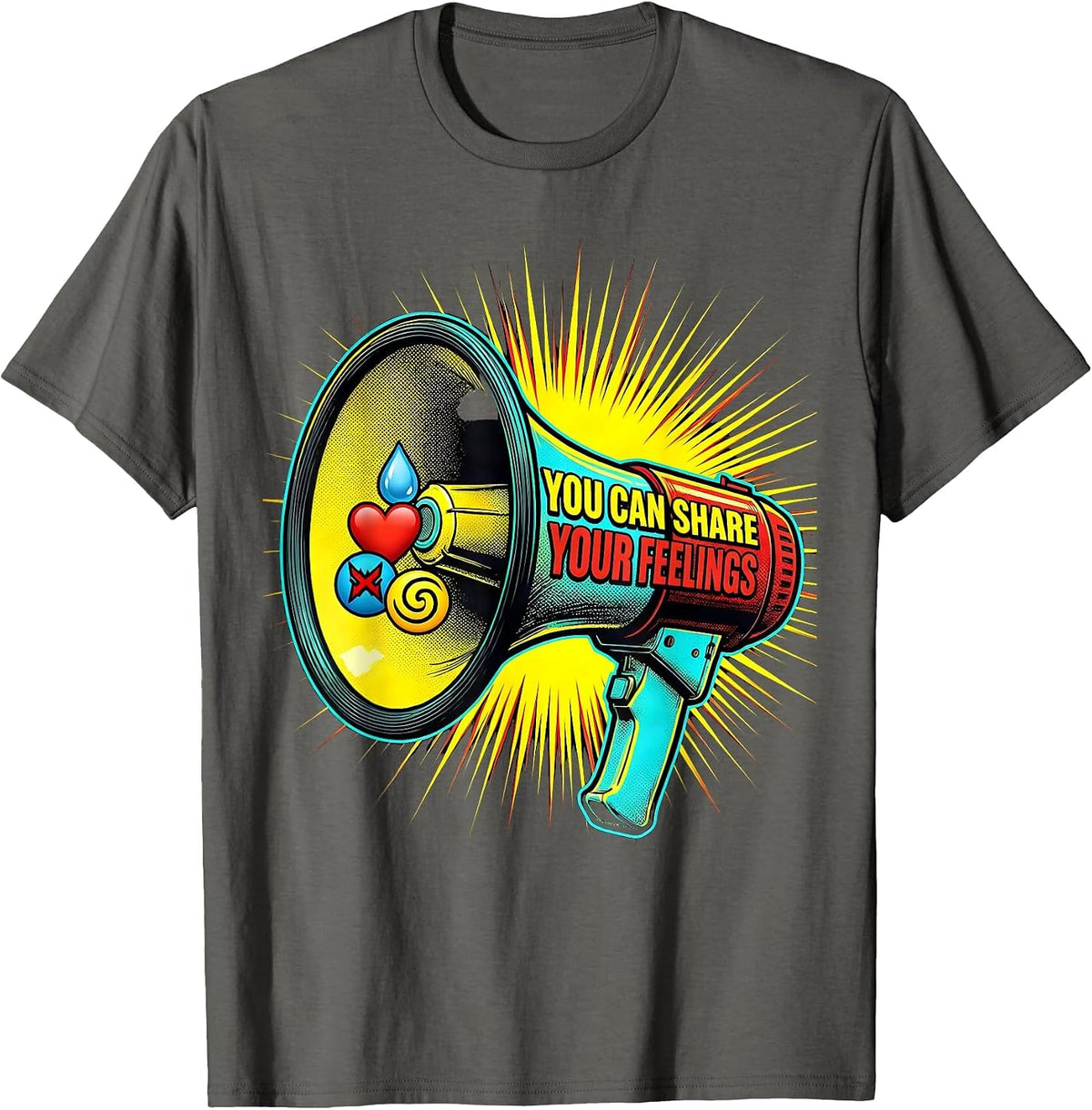 You Can Share Your Feelings Pop Art Mental Health Counselor T-Shirt - Asphalt Grey