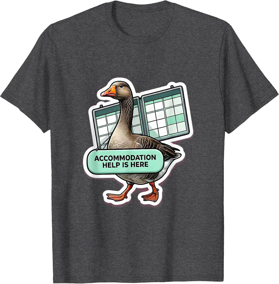 Men's Accommodation Help Is Here Funny Special Education Teacher T-Shirt - Dark Heather Grey
