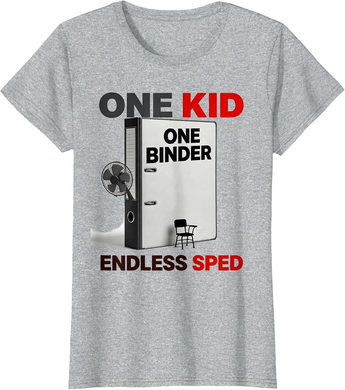 Women's One Kid One Binder Endless SPED Special Education Teacher T-Shirt - Heather Grey
