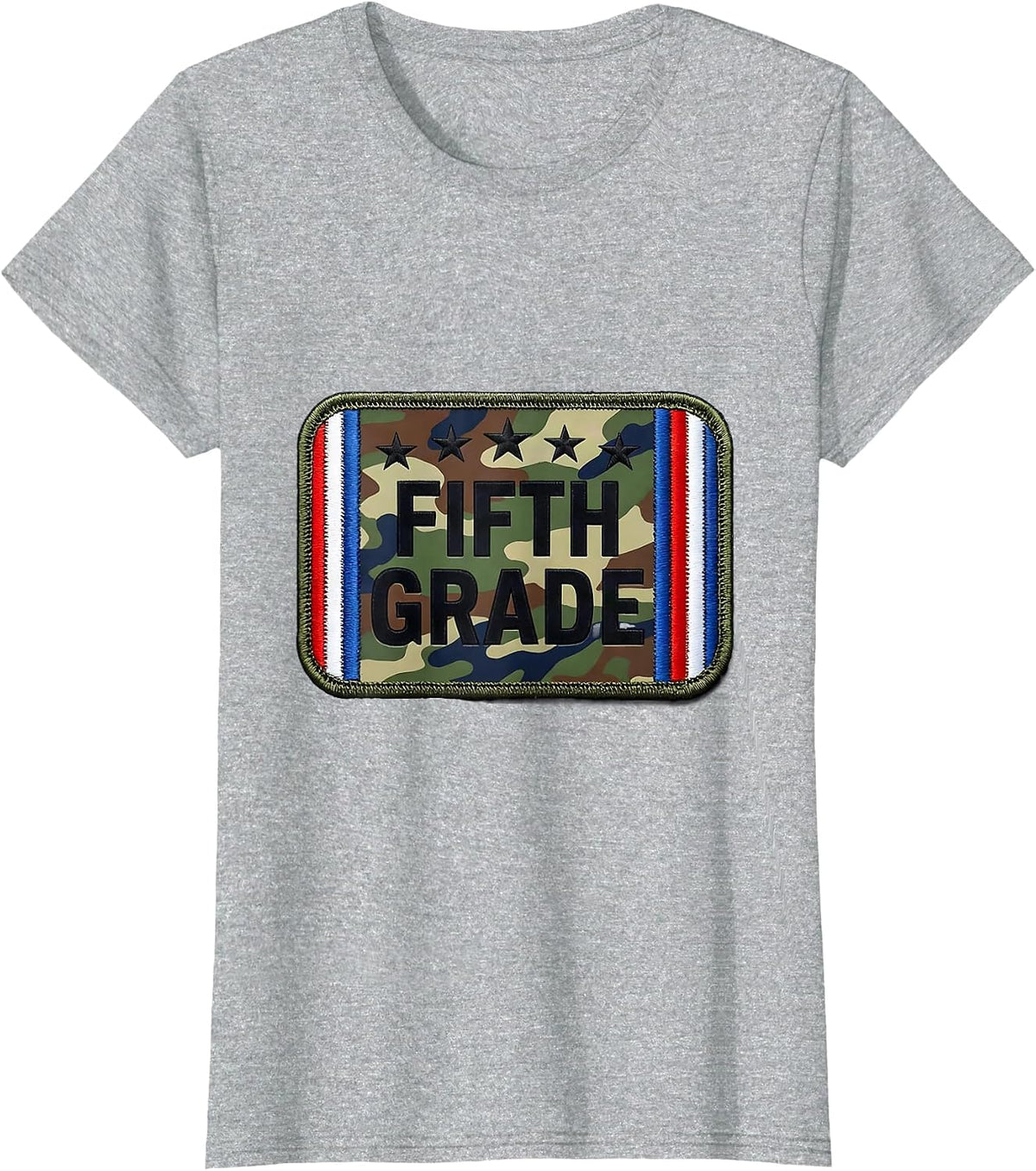 Women's Fifth Grade Camo Back To School Boy Teacher Matching T-Shirt - Heather Grey