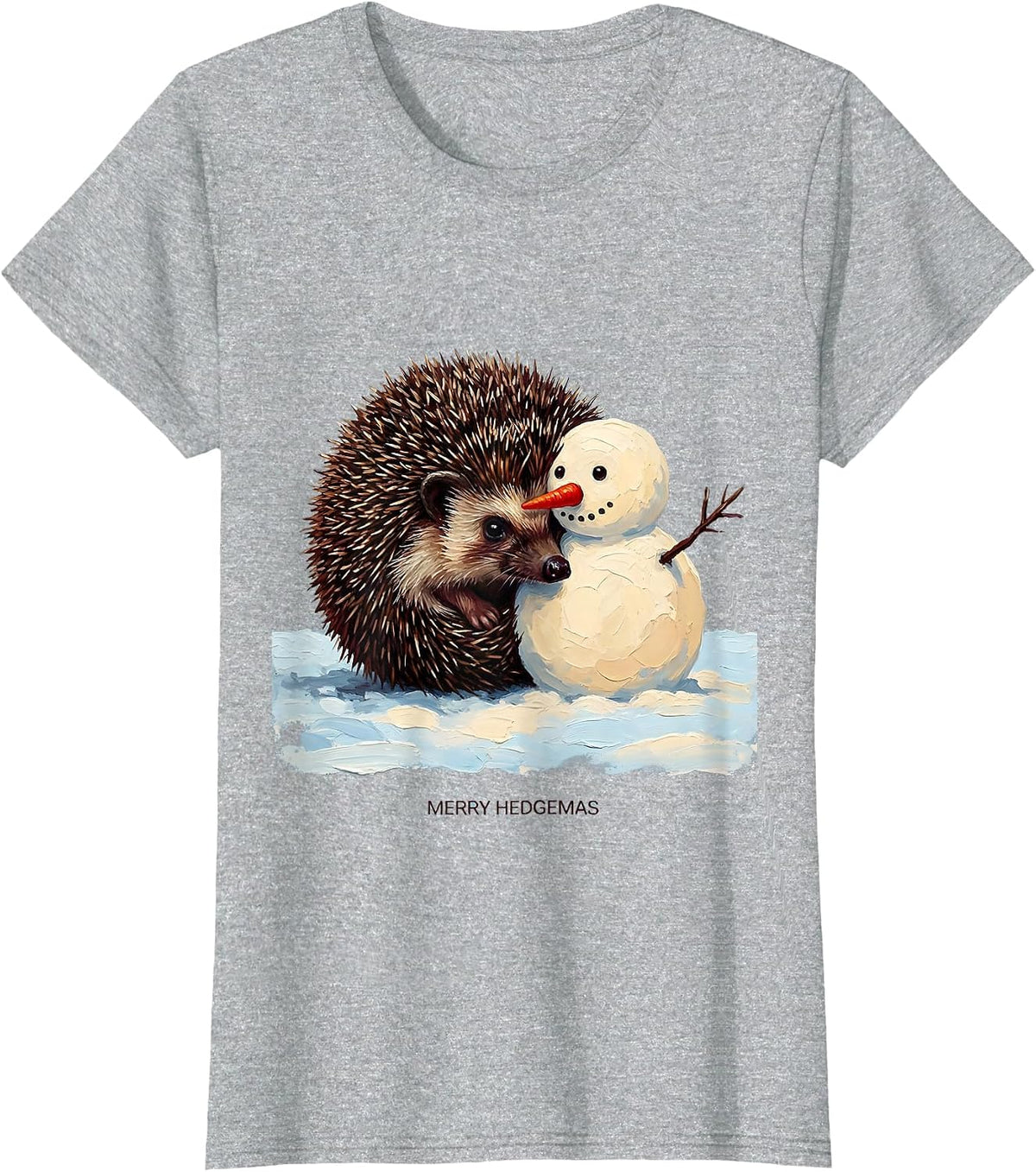 Merry Hedgemas Cute Hedgehog Christmas Humor Novelty Gift T-Shirt - Heather Grey