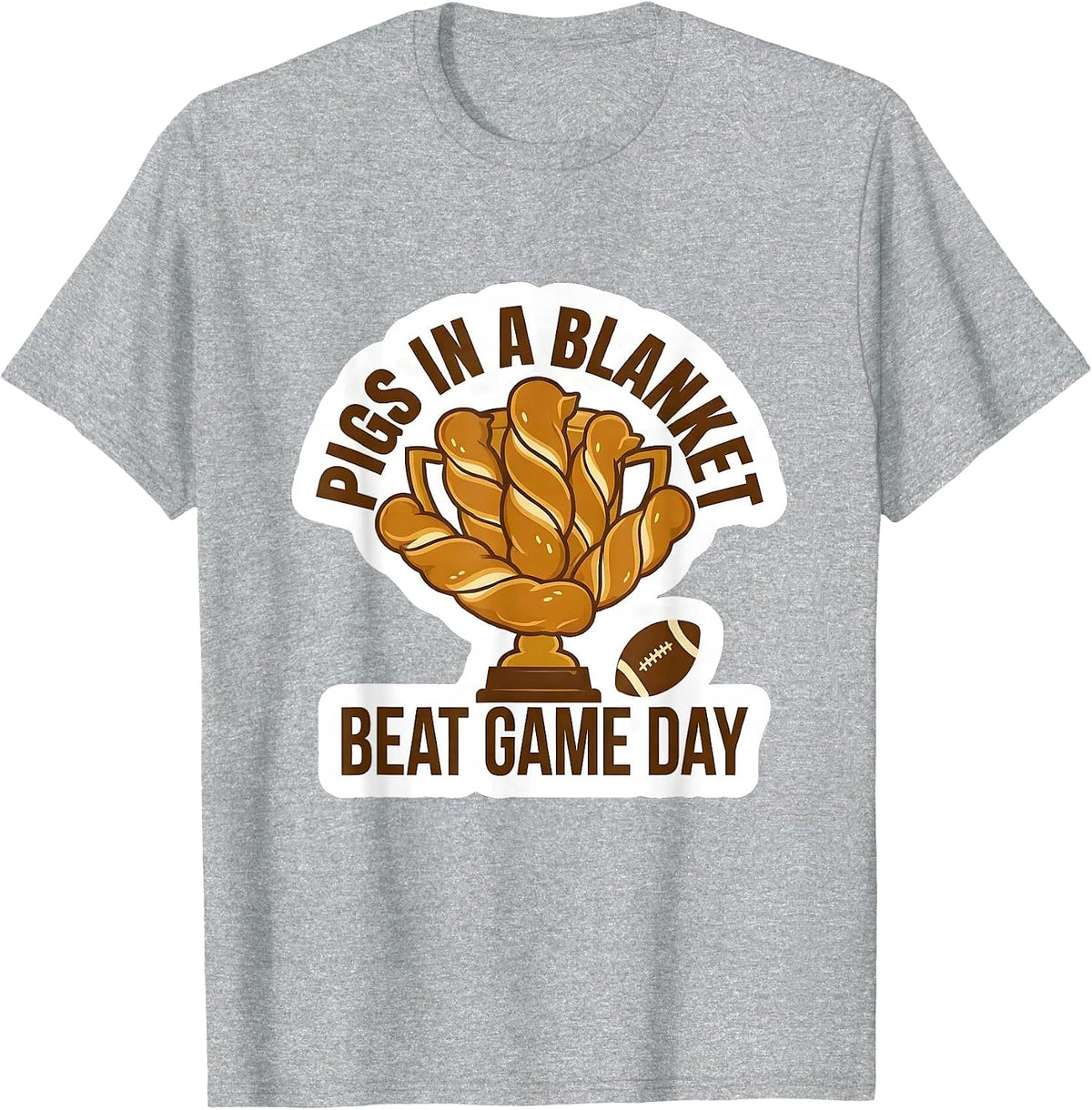 Men's Pigs In A Blanket Beat Game Day Funny Football Food Humor T-Shirt - Heather Grey
