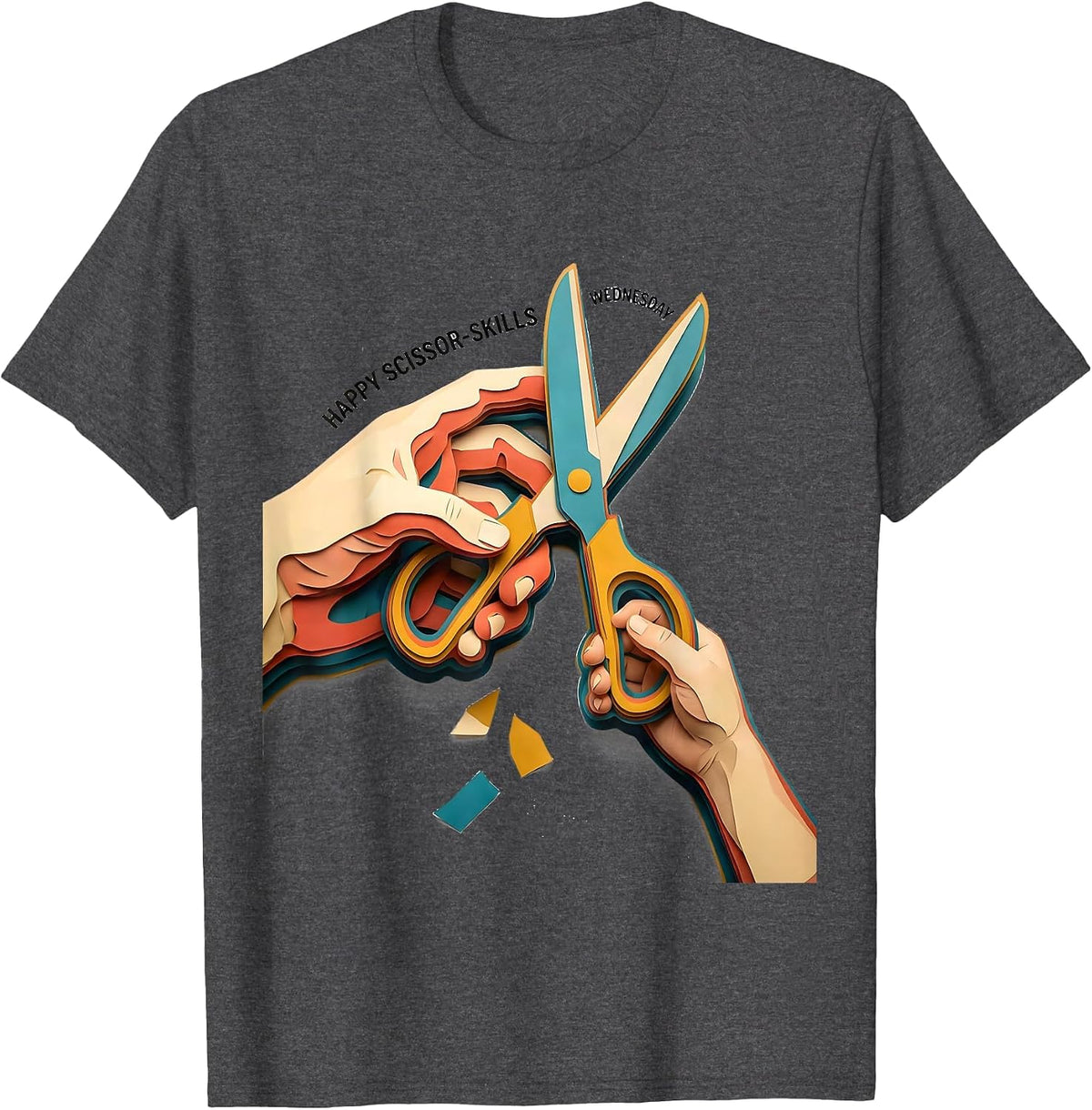 Men's Happy Scissor-Skills Wednesday Occupational Therapy OT T-Shirt - Dark Heather Grey