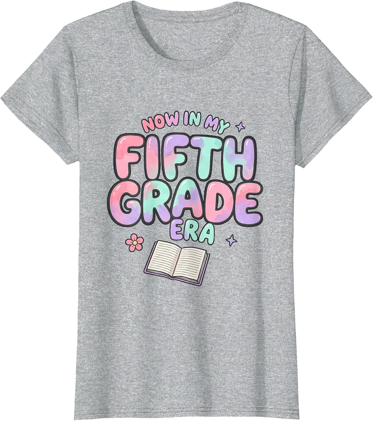 Now In My Fifth Grade Era Kawaii Tie Dye Back to School T-Shirt - Heather Grey