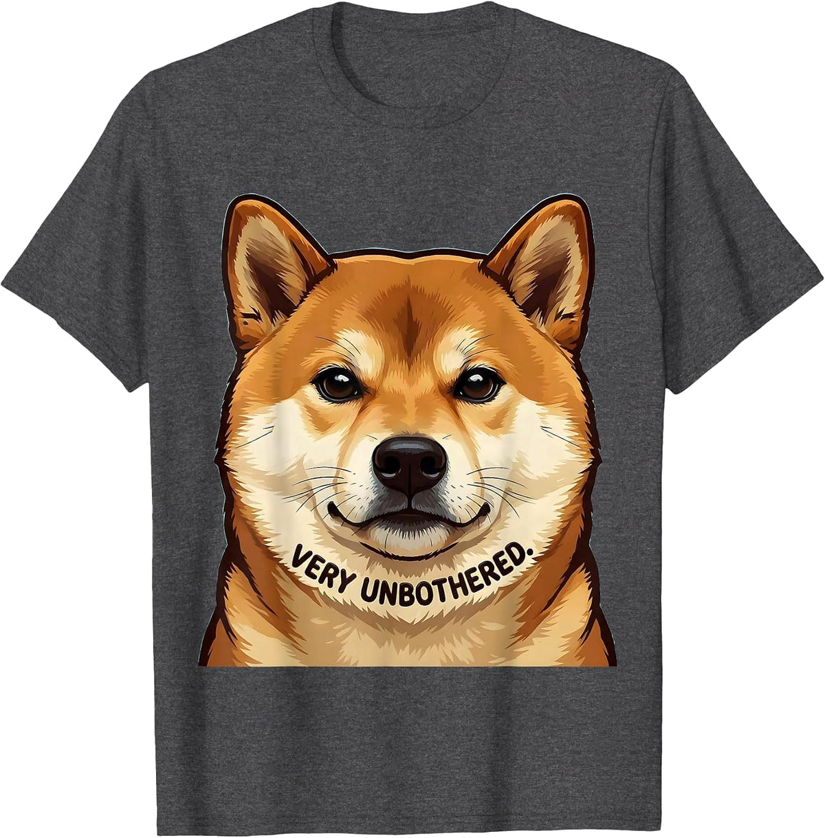 Men's Very Unbothered Kawaii Shiba Inu Dog Lover Meme Humor T-Shirt - Dark Heather Grey