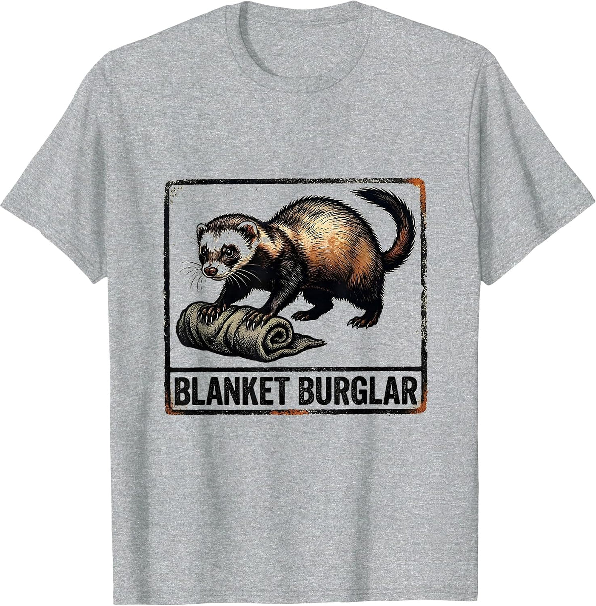 Men's Blanket Burglar Funny Ferret Lover Gift Ferret Owner T-Shirt - Heather Grey