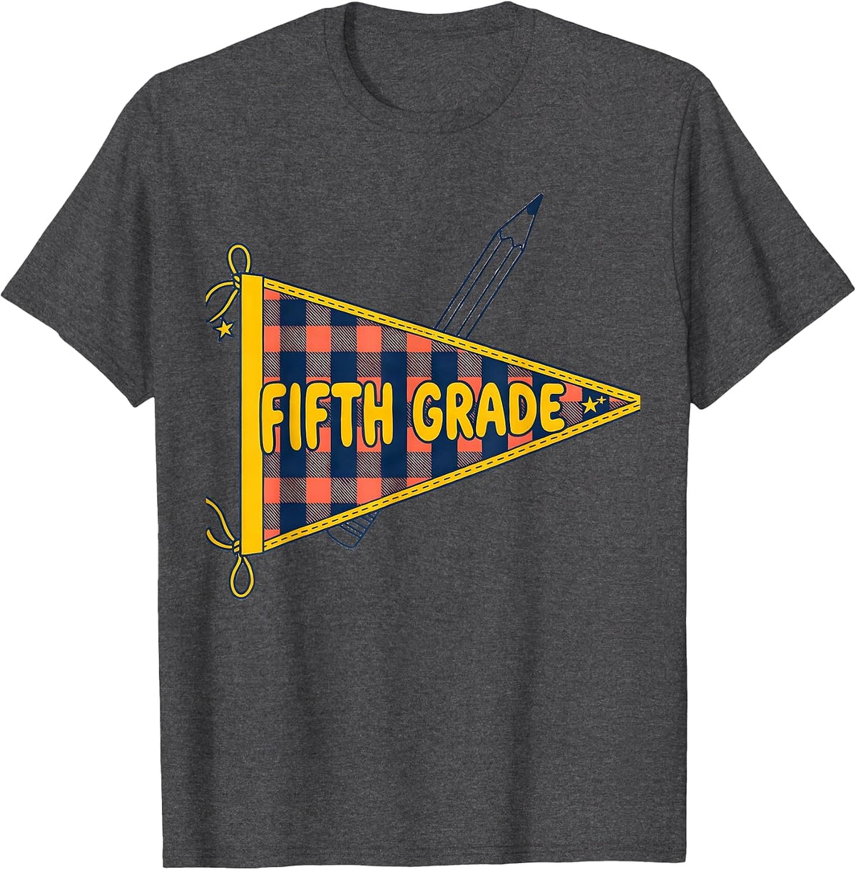 Men's Fifth Grade Cheerful Whimsical Back To School Girl Student T-Shirt - Dark Heather Grey
