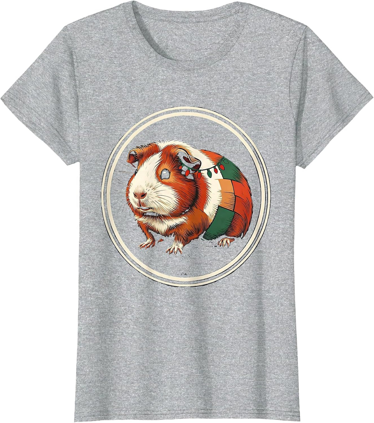 Sealed Guinea Pig Badge Christmas Pet Lover Humor T-Shirt - Heather Grey
