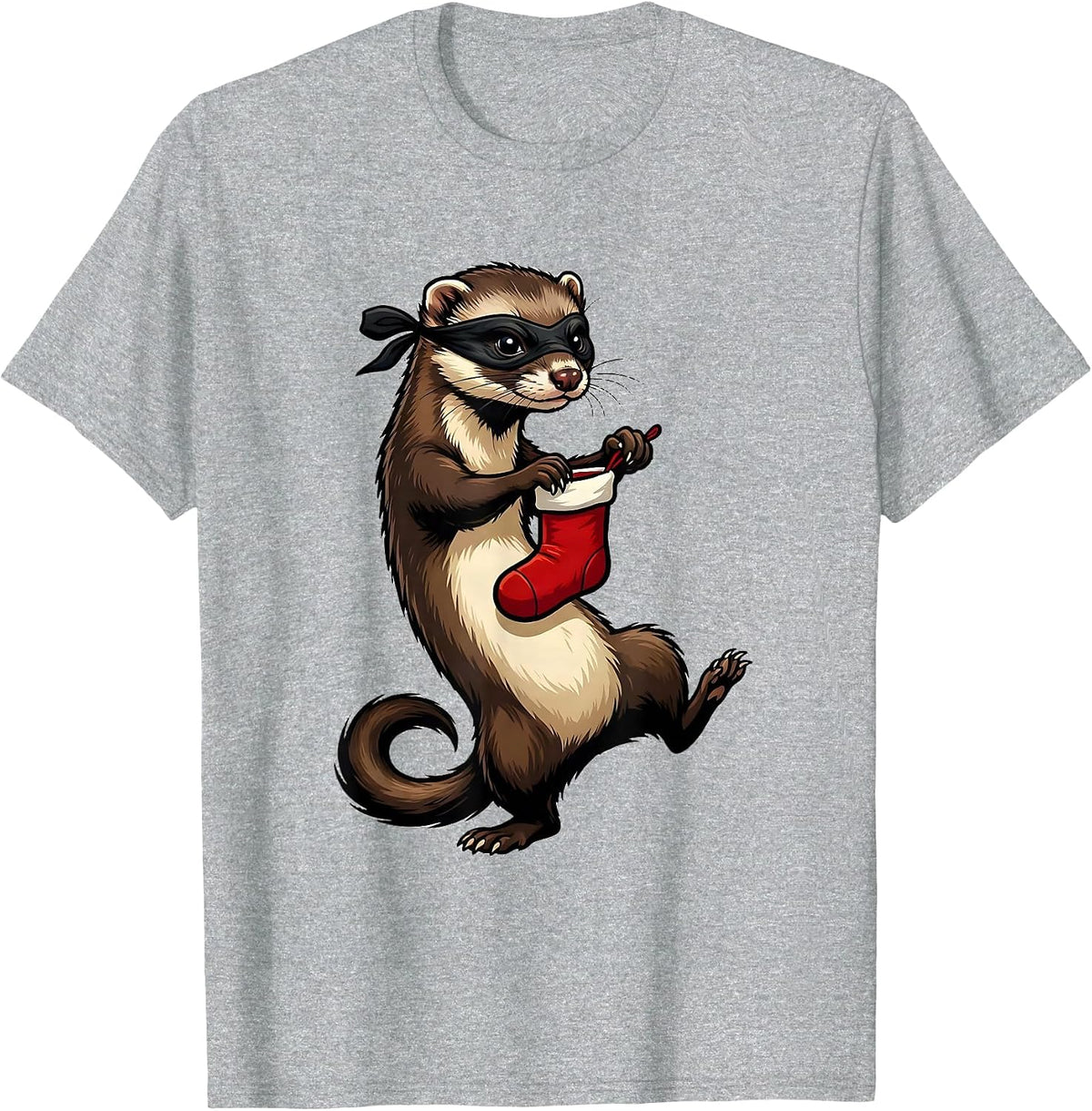 Men's Ferret War Dance Cartoon Ferret Lover Christmas T-Shirt - Heather Grey