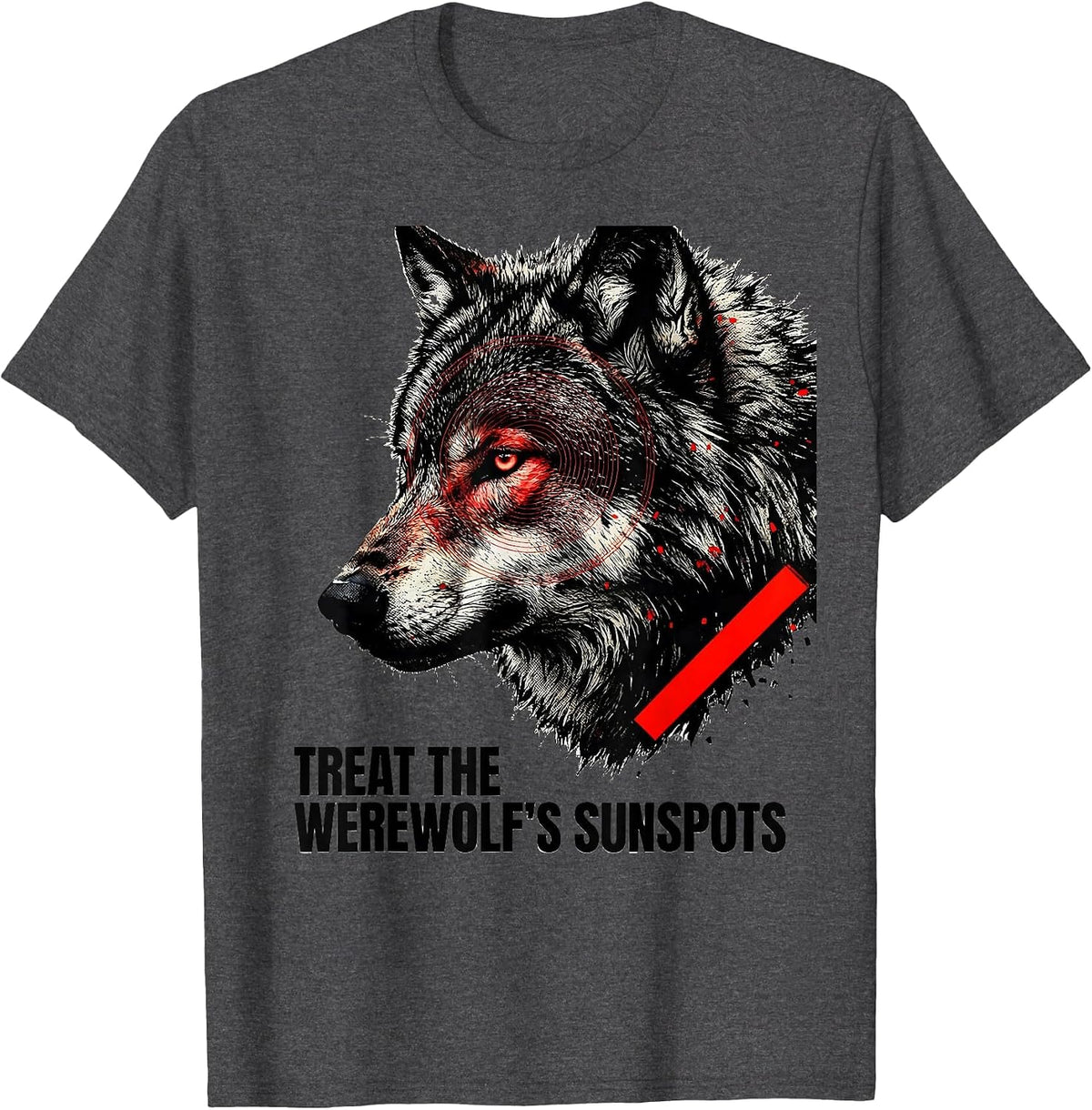 Men's Treat The Werewolf's Sunspots Funny Dermatology Halloween T-Shirt - Dark Heather Grey