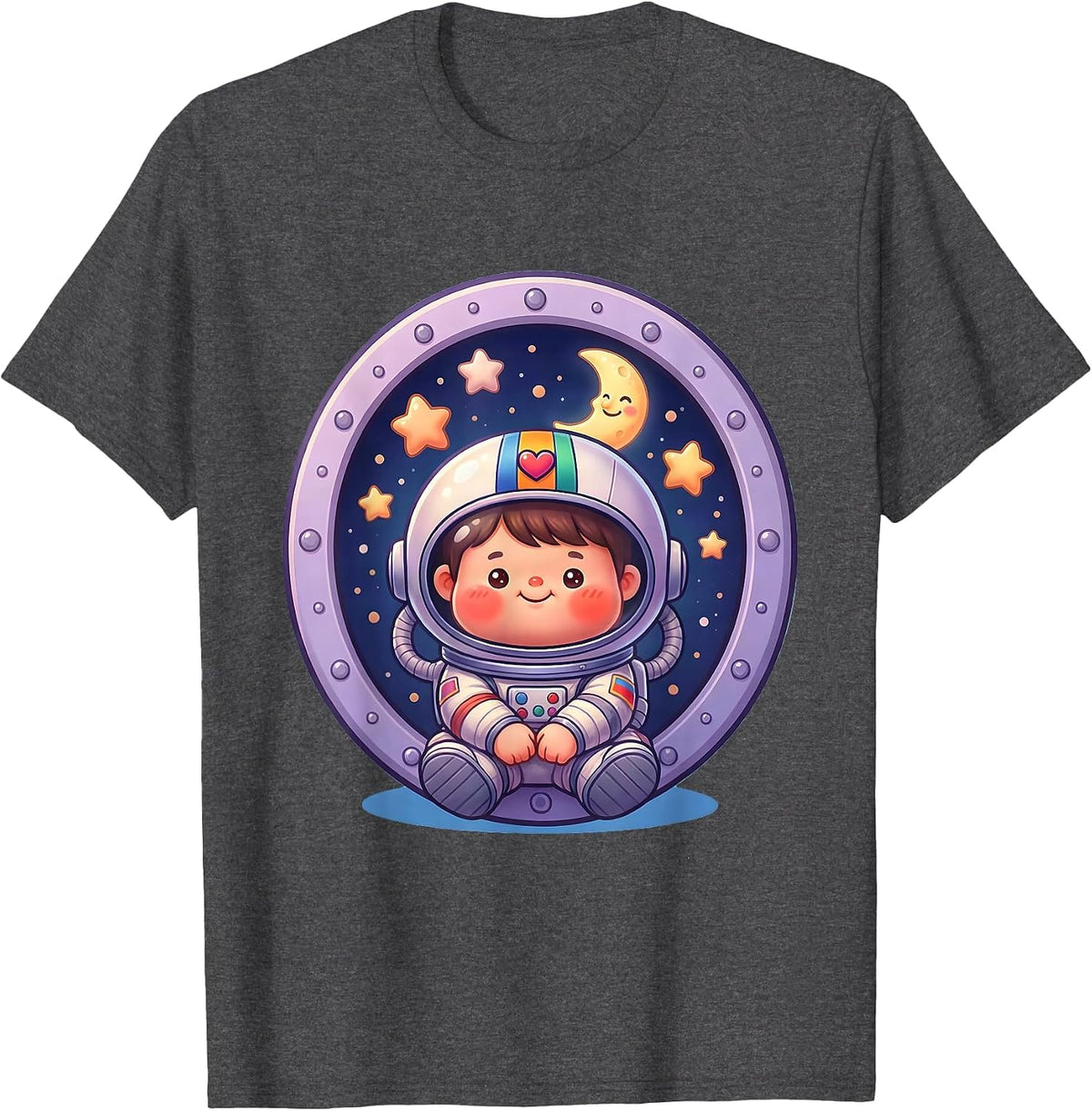Men's Down Syndrome Awareness Child Astronaut Stars T-Shirt - Dark Heather Grey