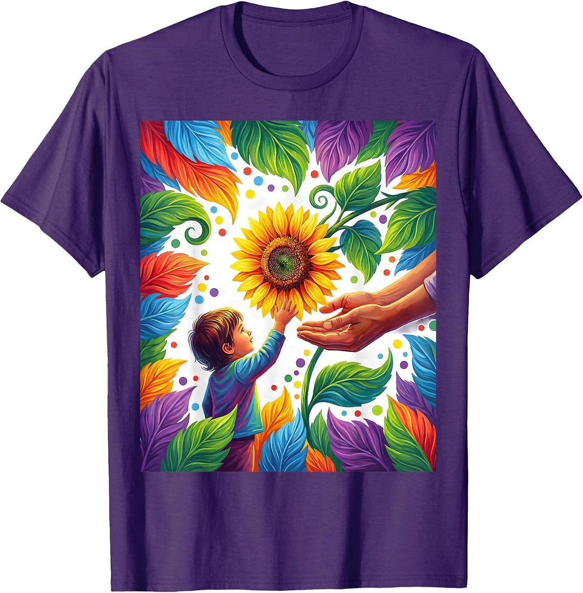 Men's Prek Teacher Flower Gift Cute Illustration T-Shirt - Purple